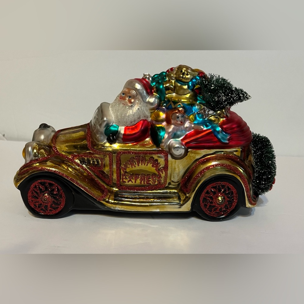 Dept 56 Mercury Glass “Driving the NP Express” Santa in Car Centerpiece
